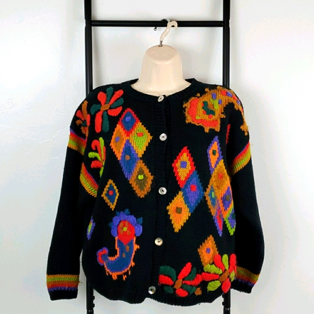 Vintage Kitty Hawk by Vivuan Wang cardigan size M